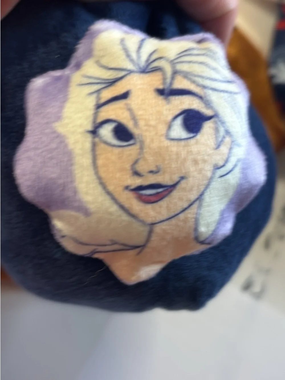 Disney Navy and Purple Elsa Plush Slip-On Slippers for Kids